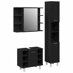 vidaXL Set di Mobili per Bagno 3 Pezzi Rovere Nero Legno Ingegnerizzato