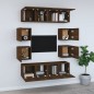 Set Mobili Porta TV 8pz Rovere Marrone in Legno Multistrato Set Mobili Porta TV 8pz Rovere Marrone in Legno Multistrato