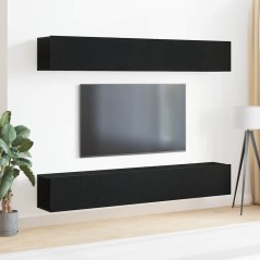 vidaXL Set di 4 Pezzi di Mobile TV - Montato a Muro in Rovere Nero