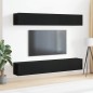 vidaXL Set di 4 Pezzi di Mobile TV - Montato a Muro in Rovere Nero vidaXL Set di 4 Pezzi di Mobile TV - Montato a Muro in Rovere Nero