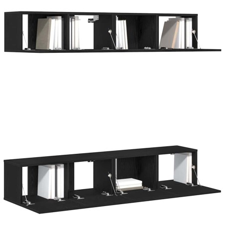 vidaXL Set di mobili per TV a parete in 4 pezzi di rovere nero