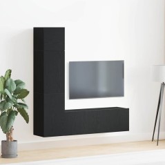 vidaXL Set di unità TV a muro in 3 pezzi di , in legno ingegnerizzato nero