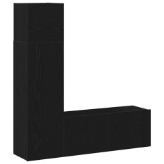 vidaXL Set di mobili per TV a 3 pezzi in legno ingegnerizzato, colore nero.