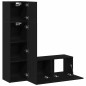 vidaXL Set di mobili per TV a 3 pezzi in legno ingegnerizzato, colore nero. vidaXL Set di mobili per TV a 3 pezzi in legno ingegnerizzato, colore nero.