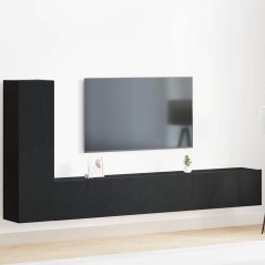 vidaXL Set di mensole per TV in legno ingegnerizzato rovere nero