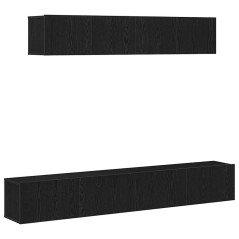 vidaXL Set di Mobili TV 4 Pezzi in Legno Ingegnerizzato Nero