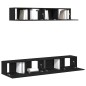 vidaXL Set di Mobili TV 4 Pezzi in Legno Ingegnerizzato Nero vidaXL Set di Mobili TV 4 Pezzi in Legno Ingegnerizzato Nero