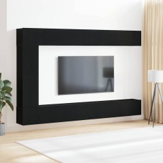 vidaXL Set di mobili TV da 7 pezzi - Montaggio a parete, rovere nero, legno ingegnerizzato