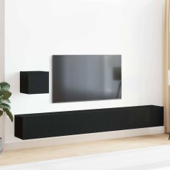 vidaXL Set di Unità TV di 4 Pezzi in Rovere Nero in Legno Ingegnerizzato.