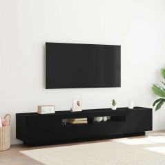 Mobile TV vidaXL con luci LED, nero Rovere, 200x35x40 cm, in legno ingegnerizzato