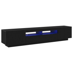 Mobile TV vidaXL con luci LED, nero Rovere, 200x35x40 cm, in legno ingegnerizzato