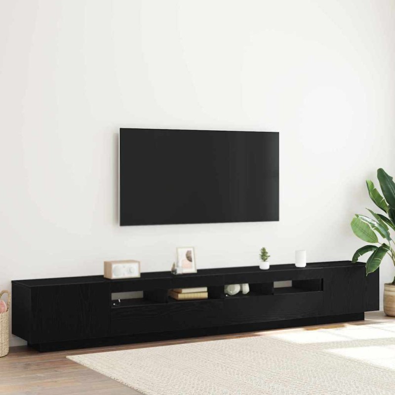 Mobile TV vidaXL con luci LED Rovere Nero 260x35x40 cm in Legno ingegnerizzato Mobile TV vidaXL con luci LED Rovere Nero 260x35x40 cm in Legno ingegnerizzato