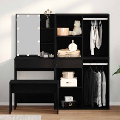 Set da toeletta vidaXL con LED in Rovere Nero e Legno Ingegnerizzato