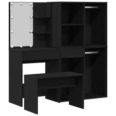 Set da toeletta vidaXL con LED in Rovere Nero e Legno Ingegnerizzato