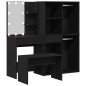 Set da toeletta vidaXL con LED in Rovere Nero e Legno Ingegnerizzato