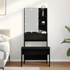 Set di Toeletta vidaXL con LED in Legno Ingegnerizzato Rovere Nero