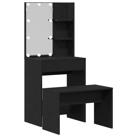 Set di Toeletta vidaXL con LED in Legno Ingegnerizzato Rovere Nero