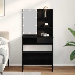 Set di toeletta vidaXL con LED in rovere nero in legno ingegnerizzato