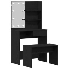 Set di toeletta vidaXL con LED in rovere nero in legno ingegnerizzato