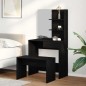 Set di Tavoli da Trucco vidaXL in Legno Ingegnerizzato Rovere Nero