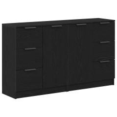 vidaXL Credenze 2 pz Nero Rovere 60x30x70 cm Legno ingegnerizzato