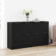 vidaXL Credenze 2 pz Nero Rovere 60x30x70 cm Legno ingegnerizzato