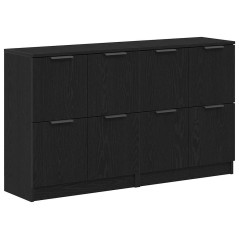 vidaXL Credenze 2 pz Nero Rovere 60x30x70 cm Legno ingegnerizzato