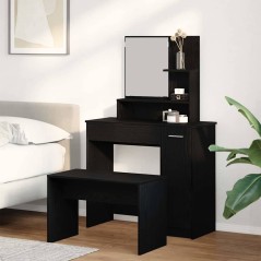 Set di Toeletta vidaXL Rovere Nero Legno Ingegnerizzato
