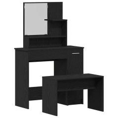 Set di Toeletta vidaXL Rovere Nero Legno Ingegnerizzato