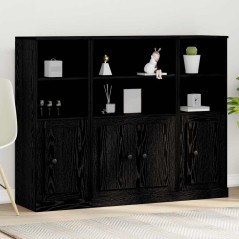 vidaXL Highboard Nero Rovere 132x35,5x103,5 cm Legno ingegnerizzato
