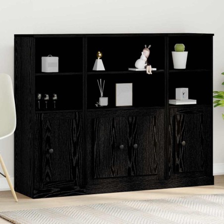 vidaXL Highboard Nero Rovere 132x35,5x103,5 cm Legno ingegnerizzato