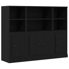 vidaXL Highboard Nero Rovere 132x35,5x103,5 cm Legno ingegnerizzato