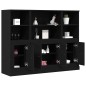 vidaXL Highboard Nero Rovere 132x35,5x103,5 cm Legno ingegnerizzato