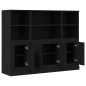 vidaXL Highboard Nero Rovere 132x35,5x103,5 cm Legno ingegnerizzato