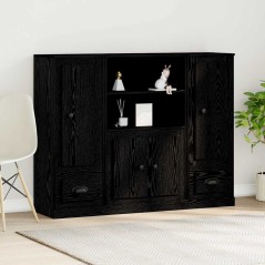 vidaXL Highboard Nero Rovere 132x35,5x103,5 cm Legno Ingegnerizzato