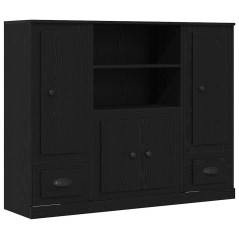vidaXL Highboard Nero Rovere 132x35,5x103,5 cm Legno Ingegnerizzato