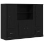 vidaXL Highboard Nero Rovere 132x35,5x103,5 cm Legno Ingegnerizzato