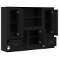 vidaXL Highboard Nero Rovere 132x35,5x103,5 cm Legno Ingegnerizzato