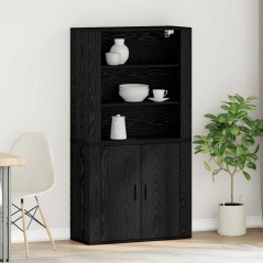 vidaXL Highboard in rovere nero in legno ingegnerizzato
