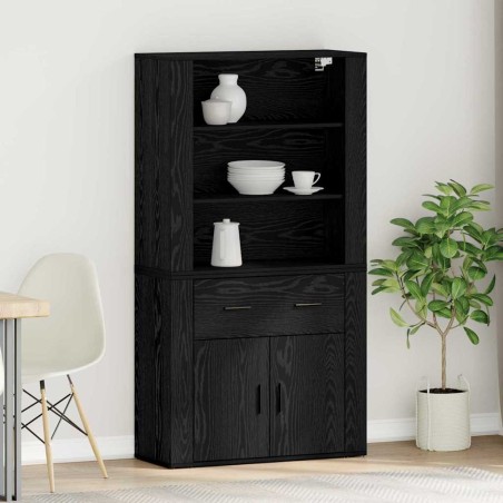 vidaXL Highboard Rovere Nero Legno ingegnerizzato