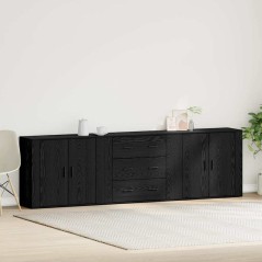 vidaXL Credenze 3 pz Quercia Nera Legno ingegnerizzato