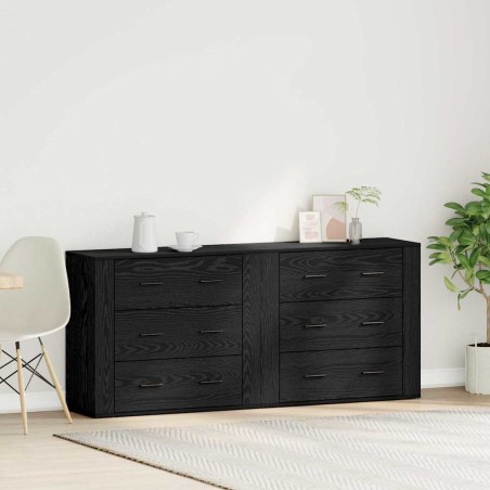 vidaXL Mobiletti 2 pz in rovere nero legno ingegnerizzato