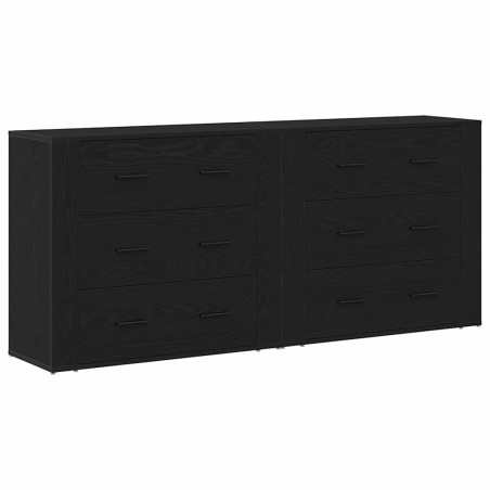 vidaXL Mobiletti 2 pz in rovere nero legno ingegnerizzato