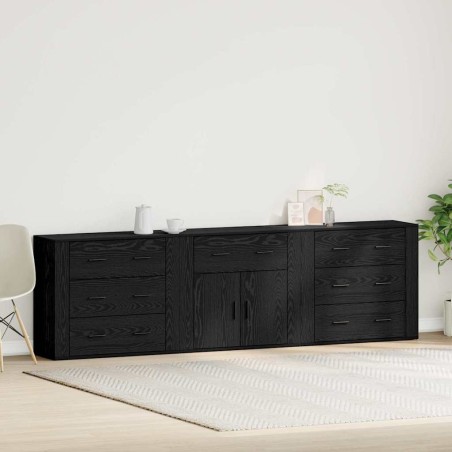 vidaXL Sideboards 3 pz Rovere Nero Legno Ingegnerizzato