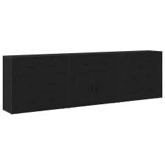 vidaXL Sideboards 3 pz Rovere Nero Legno Ingegnerizzato
