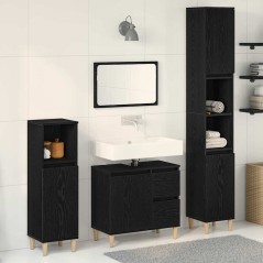 vidaXL Set di armadietti per il bagno 3 Pezzi Rovere Nero Legno Ing.