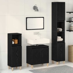 vidaXL Set di Mobili da Bagno in 3 Pezzi Rovere Nero Legno Ingegnierizzato