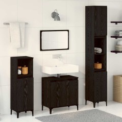 vidaXL Set di Mobili per Bagno in 3 Pezzi Rovere Nero Legno Ingegnerizzato