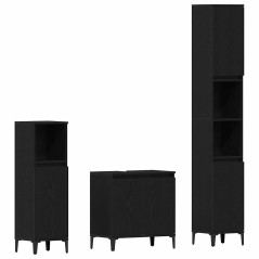 vidaXL Set di Mobili per Bagno in 3 Pezzi Rovere Nero Legno Ingegnerizzato