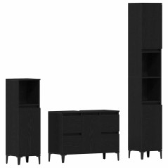vidaXL Set Mobili Bagno 3 Pezzi Rovere Nero Legno Ingegnerizzato